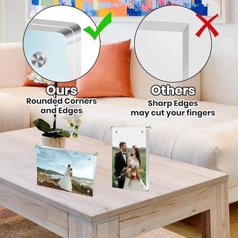 Acrylic Magnetic Photo Frame, 3x5 Inch Double-sided Magnetic Photo Frame, Tabletop Frameless Postcard Display (3-Pack) in Saudi Arabia