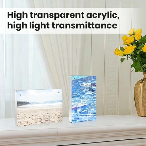 Acrylic Magnetic Photo Frame, 3x5 Inch Double-sided Magnetic Photo Frame, Tabletop Frameless Postcard Display (3-Pack) in Saudi Arabia