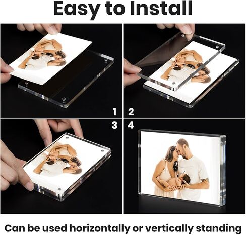 Acrylic Magnetic Photo Frame, 3x5 Inch Double-sided Magnetic Photo Frame, Tabletop Frameless Postcard Display (3-Pack) in Saudi Arabia