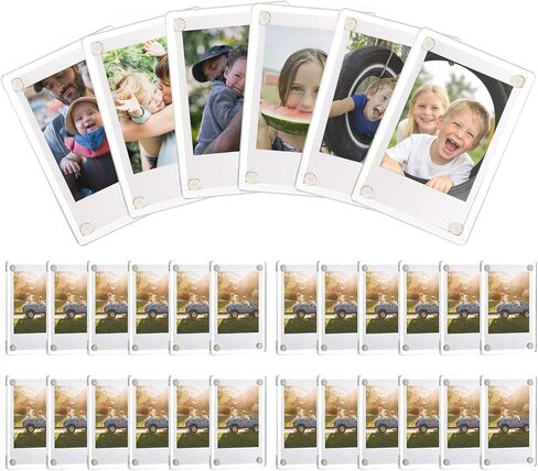 30Pcs Acrylic Magnetic Picture Frame, 2.36 x 3.54 Inch Clear Magnet Photo Frames for Refrigerator, Wallet Size Magnetic Picture Frames for Polaroid Instax Mini Fuji Film Photos in Saudi Arabia