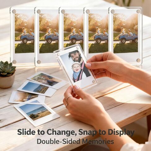 30Pcs Acrylic Magnetic Picture Frame, 2.36 x 3.54 Inch Clear Magnet Photo Frames for Refrigerator, Wallet Size Magnetic Picture Frames for Polaroid Instax Mini Fuji Film Photos in Saudi Arabia
