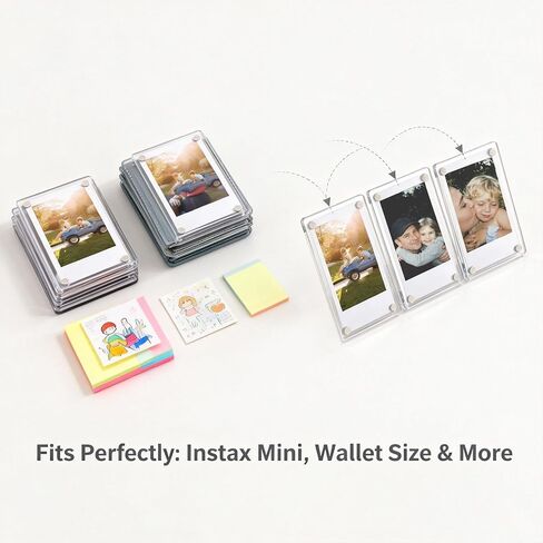 30Pcs Acrylic Magnetic Picture Frame, 2.36 x 3.54 Inch Clear Magnet Photo Frames for Refrigerator, Wallet Size Magnetic Picture Frames for Polaroid Instax Mini Fuji Film Photos in Saudi Arabia