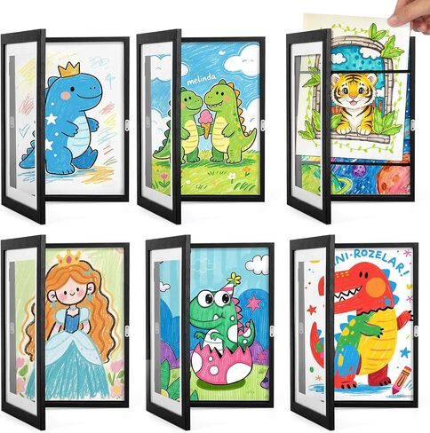 VZZNN 6 Pack Kids Art Frames, 8.5x11 Front Opening Artwork Display Changeable, Magnetic Wall Mount, Reusable Picture Frame for Drawings, Crafts & Playroom Décor in Kuwait