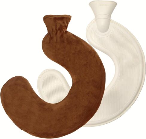 U-Shaped Neck Hot Water Bottle, BS1970:2012 Certified Natural Rubber, 1L Wearable Cervical Heating Pad, Crystal Velvet Cover, Shoulder Warmer for Neck Pain & Arthritis Relief in Saudi Arabia
