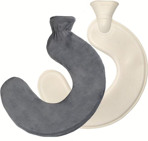 U-Shaped Neck Hot Water Bottle, BS1970:2012 Certified Natural Rubber, 1L Wearable Cervical Heating Pad, Crystal Velvet Cover, Shoulder Warmer for Neck Pain & Arthritis Relief in Saudi Arabia