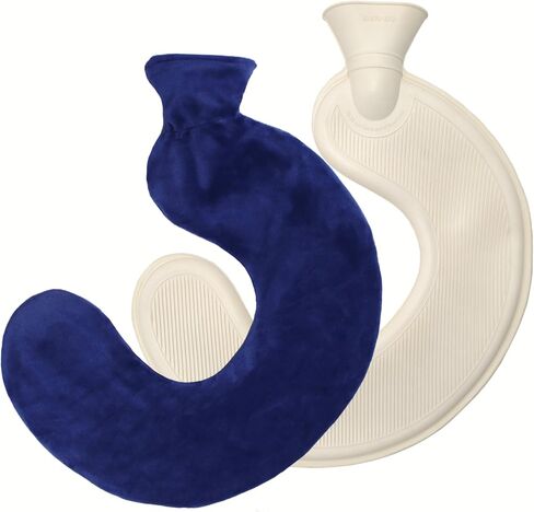 U-Shaped Neck Hot Water Bottle, BS1970:2012 Certified Natural Rubber, 1L Wearable Cervical Heating Pad, Crystal Velvet Cover, Shoulder Warmer for Neck Pain & Arthritis Relief in Saudi Arabia