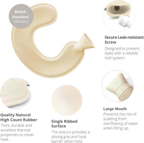 U-Shaped Neck Hot Water Bottle, BS1970:2012 Certified Natural Rubber, 1L Wearable Cervical Heating Pad, Crystal Velvet Cover, Shoulder Warmer for Neck Pain & Arthritis Relief in Saudi Arabia