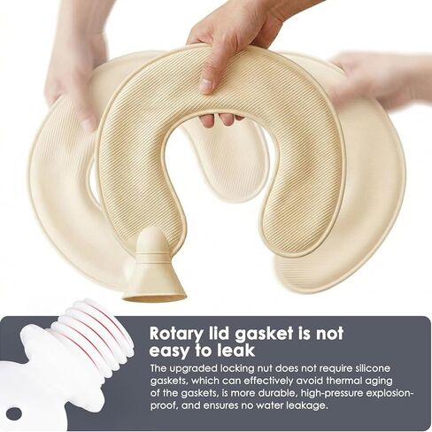 U-Shaped Neck Hot Water Bottle, BS1970:2012 Certified Natural Rubber, 1L Wearable Cervical Heating Pad, Crystal Velvet Cover, Shoulder Warmer for Neck Pain & Arthritis Relief in Saudi Arabia