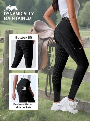 Women's Horse Sports Riding Tights Pants Knee-Patch Equestrian Breeches Horseback Schooling for Women in Kuwait