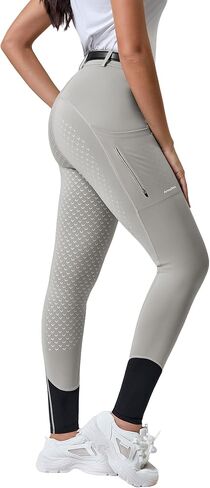 Women's Horse Sports Riding Tights Pants Knee-Patch Equestrian Breeches Horseback Schooling for Women in Kuwait
