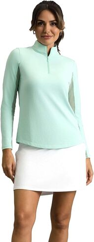 IBKUL Women's Long Sleeve Mock Neck Top, Pool Party, UPF 50+ Sun Protection, Moisture-Wicking, Lightweight in Kuwait