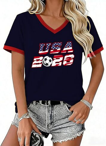AMWIPE Soccer Cup 2026 Shirt for Women USA Football Shirts Mexico Jersey Argentina Brazil Shirts Football V Neck Tee Tops in Kuwait