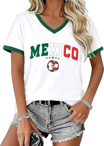 AMWIPE Soccer Cup 2026 Shirt for Women USA Football Shirts Mexico Jersey Argentina Brazil Shirts Football V Neck Tee Tops in Kuwait