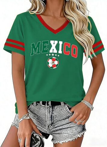 AMWIPE Soccer Cup 2026 Shirt for Women USA Football Shirts Mexico Jersey Argentina Brazil Shirts Football V Neck Tee Tops in Kuwait