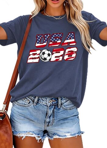 AMWIPE Soccer Cup 2026 Shirt for Women USA Football Shirts Mexico Jersey Argentina Brazil Shirts Football V Neck Tee Tops in Kuwait