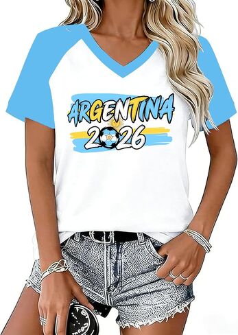 AMWIPE Soccer Cup 2026 Shirt for Women USA Football Shirts Mexico Jersey Argentina Brazil Shirts Football V Neck Tee Tops in Kuwait
