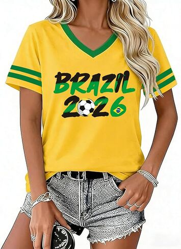 AMWIPE Soccer Cup 2026 Shirt for Women USA Football Shirts Mexico Jersey Argentina Brazil Shirts Football V Neck Tee Tops in Kuwait