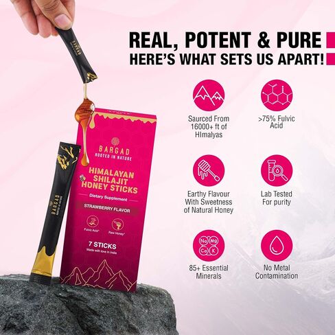 She Lajit Honey Sticks for Women | Shilajit for Women - for hormonal Balance & Energy | Pure Himalayan Shilajit with Organic Honey & Natural Tasty Strawberry | 7 Count in Saudi Arabia