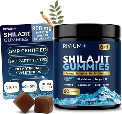 Shilajit Gummies - Himalayan Shilajit Extract | Maca | Ginseng | Cardamom & Tongkat Ali – Natural Mineral Support for Everyday Energy, Vitality & Wellness – 60 Gummies in Kuwait