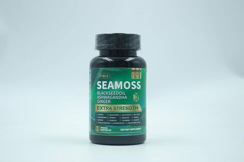 Superfood Advanced Irish Sea Moss Capsules - Sea Moss 21 in 1 Supplement Whit Black Seed, Ashwagandha, Turmeric, Bladderwrack, Burdock - 90 Count in Kuwait