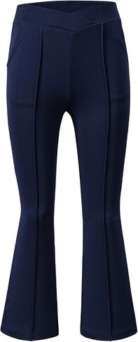 DOKOTOO KIDS Girls School Uniform Pants High Waist Flare Bell Bottom Stretchy Boot Cut Leggings Size 6-15 Years Old in Kuwait