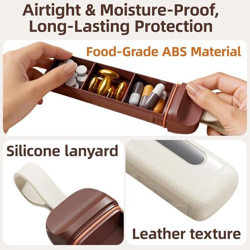Mini Travel Pill Case 3 Compartment, Airtight Food Grade ABS Pill Organizer, Portable Daily Pill Box for Morning Noon Evening Medication Storage (White) in Saudi Arabia