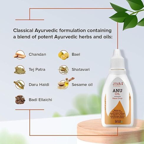 Jiva Anu Oil 20ml | Traditional Ayurvedic Nasal Oil for Daily Wellness & Cleansing | 100% Natural Herbal Formulation (Pack of 1) in Saudi Arabia