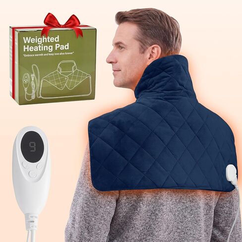 Neck Heating Pad for Neck and Shoulders and Back, Fathers Gifts for Men Husband, Birthday Gifts for Women Men Her, Weighted Heating Pad for Neck with 9 Heat Options 4 Auto-Off Timer, Grey in Saudi Arabia