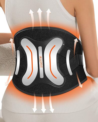 وسادة تدفئة لاسلكية من IKEEPFIT مع مدلك لتخفيف آلام الظهر: MAXwarm® 4.0، دعامة خلفية محمولة ساخنة مع دعم قطني لعرق النسا، بطارية كبيرة 10000 مللي أمبير في الساعة، للنساء والرجال 90-310 رطل in Kuwait