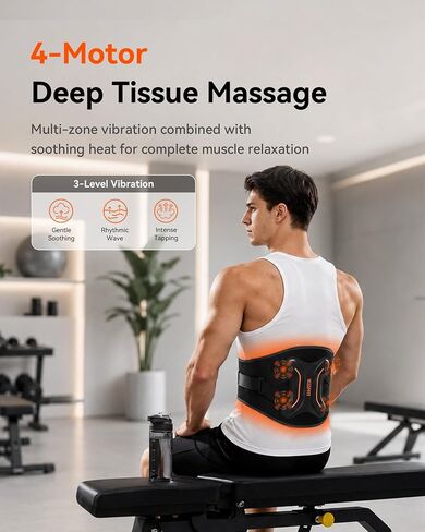 وسادة تدفئة لاسلكية من IKEEPFIT مع مدلك لتخفيف آلام الظهر: MAXwarm® 4.0، دعامة خلفية محمولة ساخنة مع دعم قطني لعرق النسا، بطارية كبيرة 10000 مللي أمبير في الساعة، للنساء والرجال 90-310 رطل in Kuwait