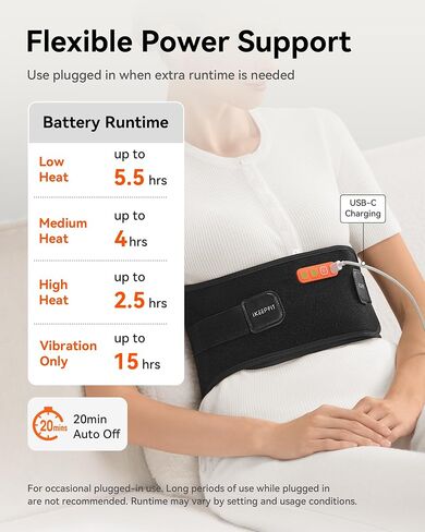 وسادة تدفئة لاسلكية من IKEEPFIT مع مدلك لتخفيف آلام الظهر: MAXwarm® 4.0، دعامة خلفية محمولة ساخنة مع دعم قطني لعرق النسا، بطارية كبيرة 10000 مللي أمبير في الساعة، للنساء والرجال 90-310 رطل in Kuwait