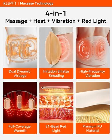 IKEEPFIT Back Massager for Pain Relief Deep Tissue with Heat & Air Compression, [2026 Upgraded] Portable Cordless Heating Pad with Vibration & AirInflate Lumbar Support, MAXwarm 5.0, Gift Men Women in Saudi Arabia