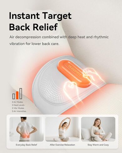 IKEEPFIT Back Massager for Pain Relief Deep Tissue with Heat & Air Compression, [2026 Upgraded] Portable Cordless Heating Pad with Vibration & AirInflate Lumbar Support, MAXwarm 5.0, Gift Men Women in Saudi Arabia