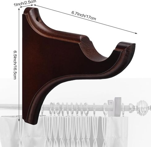 Roowest 2 Pack Wooden Curtain Brackets Brownish Red Wood Curtain Drapery Return Brackets Holders for 2 Inches Single Drapery Rod Supports for Home Bedroom Living Room Classical French Vintage Retro in Saudi Arabia
