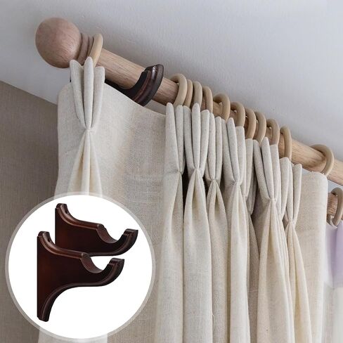 Roowest 2 Pack Wooden Curtain Brackets Brownish Red Wood Curtain Drapery Return Brackets Holders for 2 Inches Single Drapery Rod Supports for Home Bedroom Living Room Classical French Vintage Retro in Saudi Arabia