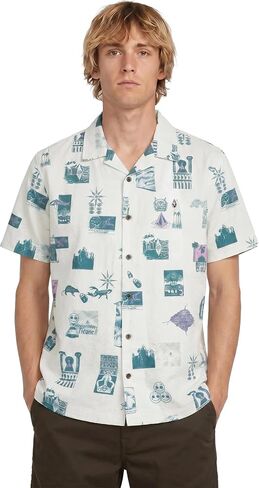 Volcom Mens Button Down Short Sleeve Performance Shirt, Active Sportswear in Kuwait