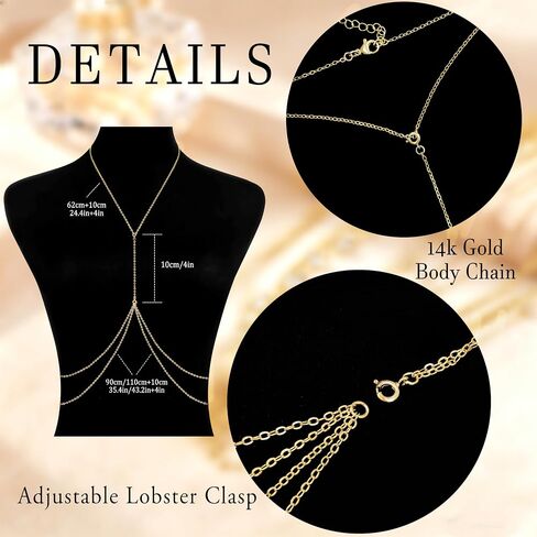 LULII 14K Gold/Silver Plated Body Chains for Women Sexy Layered Crossover Bikini Bra Chain Summer Beach Belly Waist Chain Body Jewelry Accessories for Women in Saudi Arabia