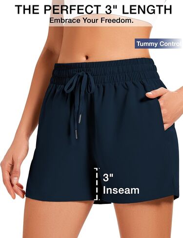 3 INCH Womens Athletic Shorts Basic Running Shorts Lightweight Quick Dry Gym Workout Shorts with Pockets in Kuwait