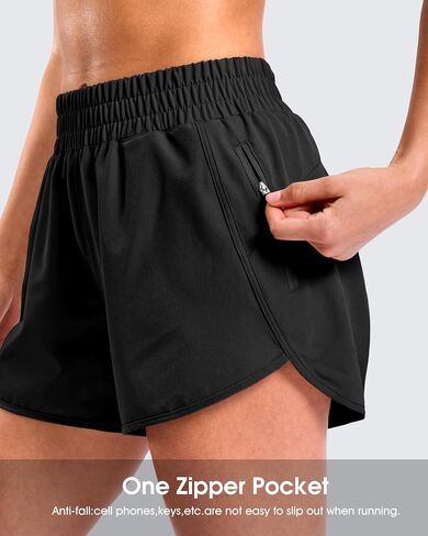 SANTINY 3"/4" Athletic Running Shorts for Women Dolphin High Waisted Quick Dry Workout Gym Shorts with Zipper Pocket in Kuwait