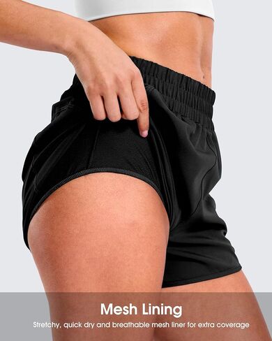 SANTINY 3"/4" Athletic Running Shorts for Women Dolphin High Waisted Quick Dry Workout Gym Shorts with Zipper Pocket in Kuwait