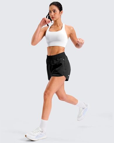 SANTINY 3"/4" Athletic Running Shorts for Women Dolphin High Waisted Quick Dry Workout Gym Shorts with Zipper Pocket in Kuwait