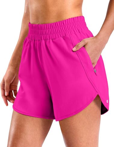 SANTINY 3"/4" Athletic Running Shorts for Women Dolphin High Waisted Quick Dry Workout Gym Shorts with Zipper Pocket in Kuwait