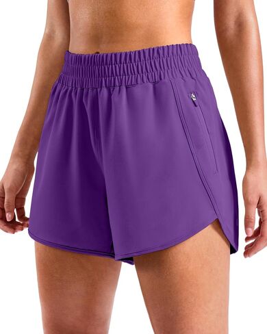 SANTINY 3"/4" Athletic Running Shorts for Women Dolphin High Waisted Quick Dry Workout Gym Shorts with Zipper Pocket in Kuwait