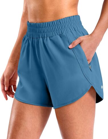 SANTINY 3"/4" Athletic Running Shorts for Women Dolphin High Waisted Quick Dry Workout Gym Shorts with Zipper Pocket in Kuwait
