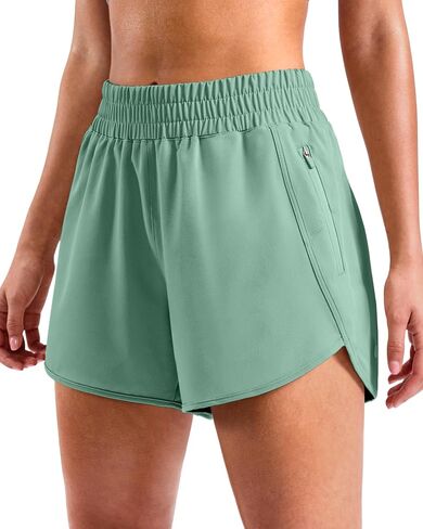 SANTINY 3"/4" Athletic Running Shorts for Women Dolphin High Waisted Quick Dry Workout Gym Shorts with Zipper Pocket in Kuwait