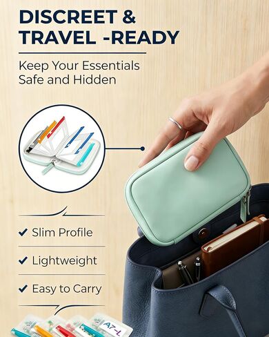 Waterproof Pill Pouch Set-14pcs Bags Inside,A8 Waterproof Pill Organizer Set,Travel Medicine Organizers,Leakproof Reusable Zippered Storage Case for Fish Oils, Vitamins(Green) in Kuwait