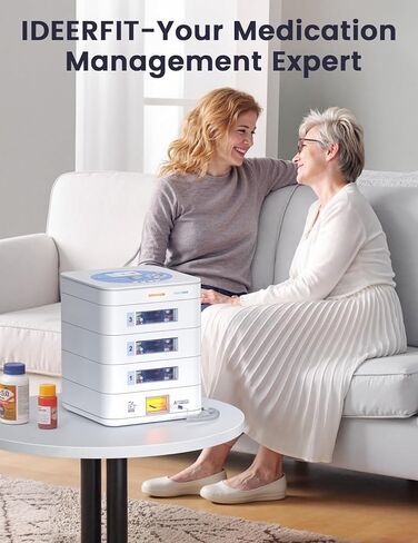 84-Day Automatic Pill Dispenser – App & On-Device Setup by Family, LCD Display, Digital Lock, Sound & Light Alerts – Safe Medication Organizer Management for Seniors (6-Tray) in Saudi Arabia
