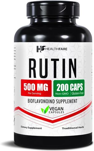 Healthfare Rutin Supplement | 200 Vegan Capsules | Natural Bioflavonoid Formula | Extra Strength | Non-GMO, Gluten-Free | Made in USA in Kuwait