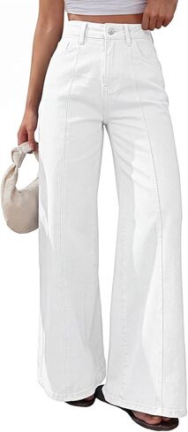Trendy Queen Women's Wide Leg Baggy Jeans High Waisted Denim Pants Front Seam in Saudi Arabia