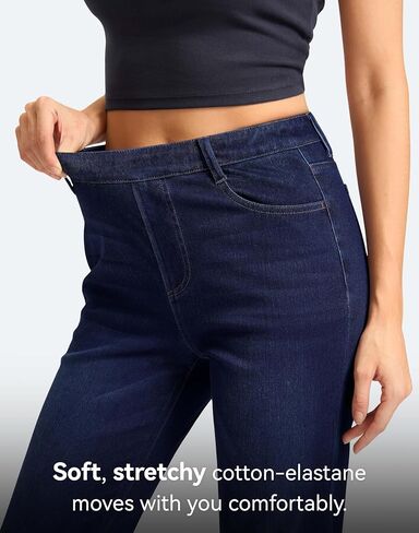 Rammus Straight Leg Jeans for Women Stretchy Pull on Sweatpant Jean Trendy Tummy Control High Waisted Denim Pants in Saudi Arabia